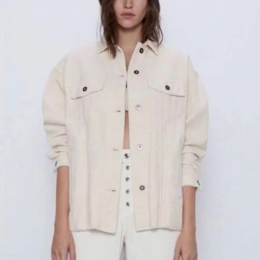 Zara Oversized Corduroy Jacket - White